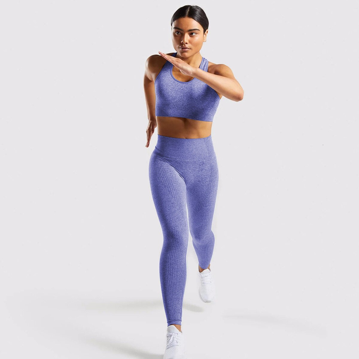 Seamless Knitted Yoga Fitness Set with Sports Bra